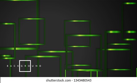 Vector Modern Abstract Squares Backgrounds . with a black and green metal color gradient. eps 10 template