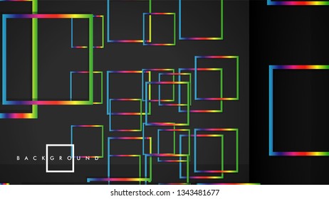 Vector Modern Abstract Squares Backgrounds . with a black and rainbow color gradient. eps 10 template