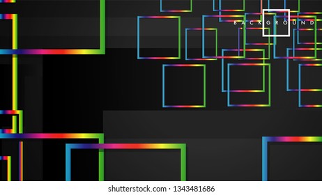 Vector Modern Abstract Squares Backgrounds . with a black and rainbow color gradient. eps 10 template