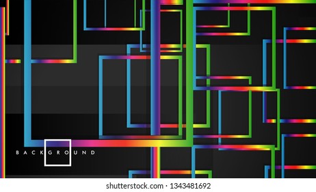 Vector Modern Abstract Squares Backgrounds . with a black and rainbow color gradient. eps 10 template