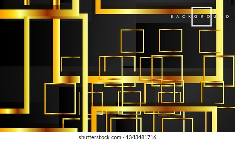 Vector Modern Abstract Squares Backgrounds . with a black and gold color gradient. eps 10 template