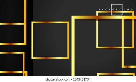 Vector Modern Abstract Squares Backgrounds . with a black and gold color gradient. eps 10 template