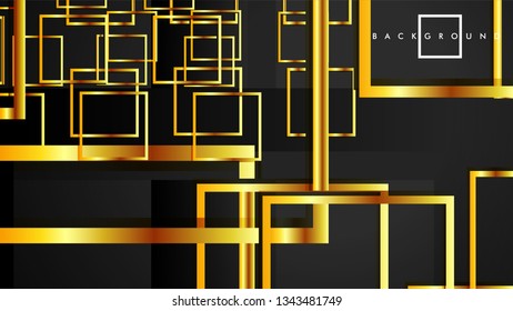 Vector Modern Abstract Squares Backgrounds . with a black and gold color gradient. eps 10 template