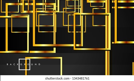 Vector Modern Abstract Squares Backgrounds . with a black and gold color gradient. eps 10 template