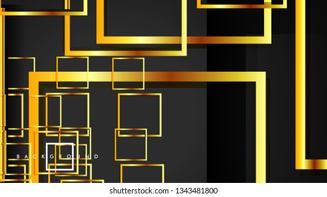 Vector Modern Abstract Squares Backgrounds . with a black and gold color gradient. eps 10 template