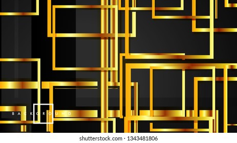 Vector Modern Abstract Squares Backgrounds . with a black and gold color gradient. eps 10 template