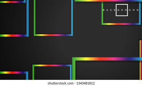 Vector Modern Abstract Squares Backgrounds . with a black and rainbow color gradient. eps 10 template