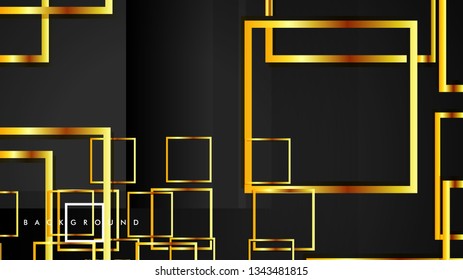 Vector Modern Abstract Squares Backgrounds . with a black and gold color gradient. eps 10 template