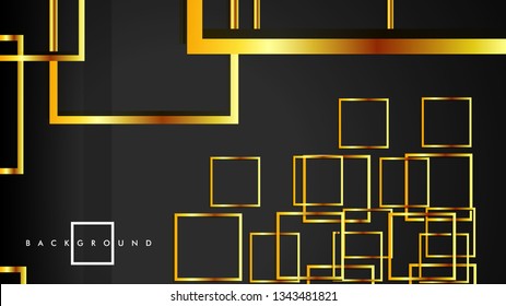 Vector Modern Abstract Squares Backgrounds . with a black and gold color gradient. eps 10 template