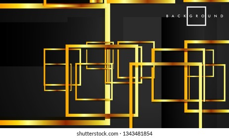 Vector Modern Abstract Squares Backgrounds . with a black and gold color gradient. eps 10 template