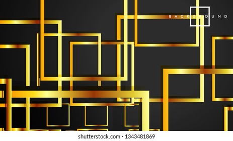 Vector Modern Abstract Squares Backgrounds . with a black and gold color gradient. eps 10 template