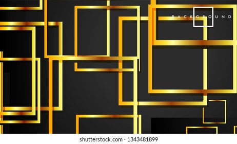Vector Modern Abstract Squares Backgrounds . with a black and gold color gradient. eps 10 template