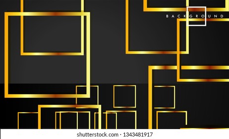 Vector Modern Abstract Squares Backgrounds . with a black and gold color gradient. eps 10 template