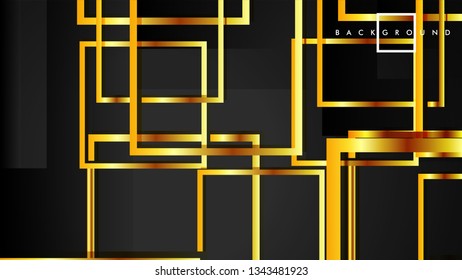 Vector Modern Abstract Squares Backgrounds . with a black and gold color gradient. eps 10 template