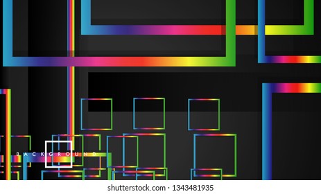 Vector Modern Abstract Squares Backgrounds . with a black and rainbow color gradient. eps 10 template