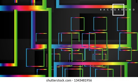 Vector Modern Abstract Squares Backgrounds . with a black and rainbow color gradient. eps 10 template
