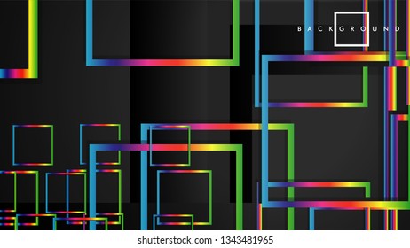 Vector Modern Abstract Squares Backgrounds . with a black and rainbow color gradient. eps 10 template