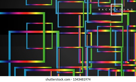Vector Modern Abstract Squares Backgrounds . with a black and rainbow color gradient. eps 10 template