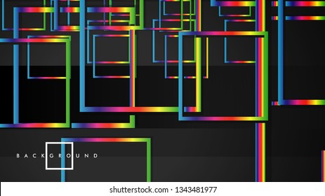 Vector Modern Abstract Squares Backgrounds . with a black and rainbow color gradient. eps 10 template