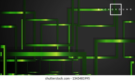 Vector Modern Abstract Squares Backgrounds . with a black and green metal color gradient. eps 10 template