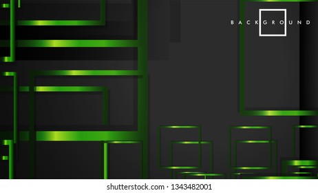 Vector Modern Abstract Squares Backgrounds . with a black and green metal color gradient. eps 10 template