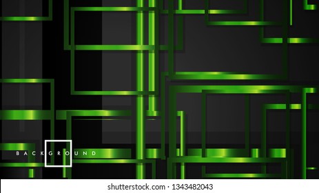 Vector Modern Abstract Squares Backgrounds . with a black and green metal color gradient. eps 10 template