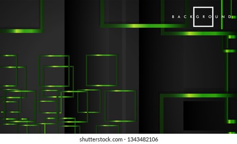 Vector Modern Abstract Squares Backgrounds . with a black and green metal color gradient. eps 10 template