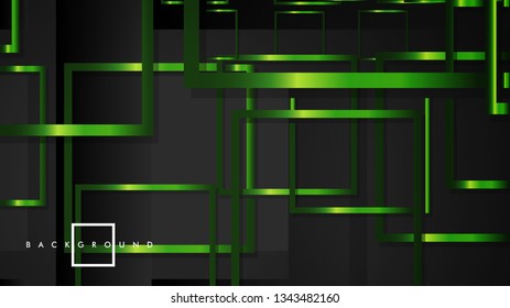 Vector Modern Abstract Squares Backgrounds . with a black and green metal color gradient. eps 10 template