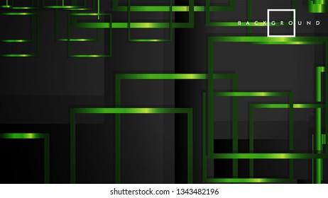 Vector Modern Abstract Squares Backgrounds . with a black and green metal color gradient. eps 10 template