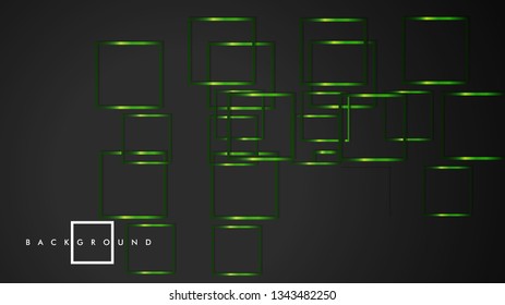 Vector Modern Abstract Squares Backgrounds . with a black and green metal color gradient. eps 10 template