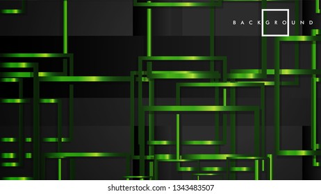Vector Modern Abstract Squares Backgrounds . with a black and green metal color gradient. eps 10 template