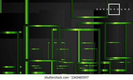 Vector Modern Abstract Squares Backgrounds . with a black and green metal color gradient. eps 10 template