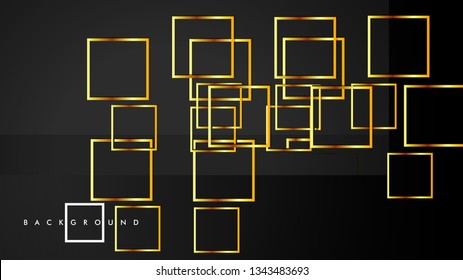Vector Modern Abstract Squares Backgrounds . with a black and gold color gradient. eps 10 template