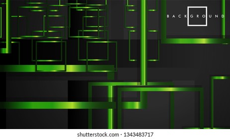 Vector Modern Abstract Squares Backgrounds . with a black and green metal color gradient. eps 10 template