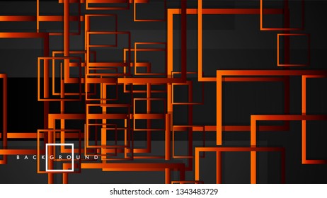 Vector Modern Abstract Squares Backgrounds . with a black red orange gradient. eps 10 template