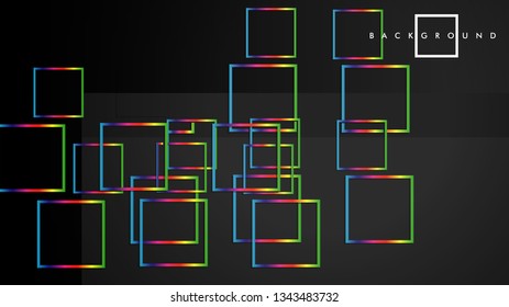 Vector Modern Abstract Squares Backgrounds . with a black and rainbow color gradient. eps 10 template