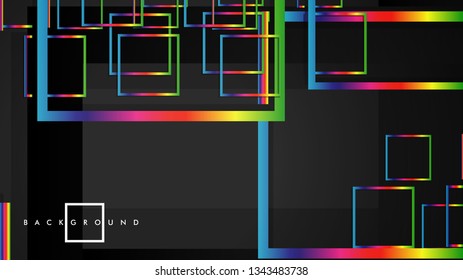 Vector Modern Abstract Squares Backgrounds . with a black and rainbow color gradient. eps 10 template