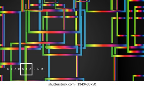 Vector Modern Abstract Squares Backgrounds . with a black and rainbow color gradient. eps 10 template