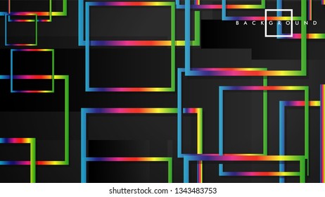 Vector Modern Abstract Squares Backgrounds . with a black and rainbow color gradient. eps 10 template