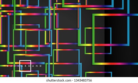 Vector Modern Abstract Squares Backgrounds . with a black and rainbow color gradient. eps 10 template