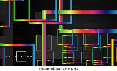Vector Modern Abstract Squares Backgrounds . with a black and rainbow color gradient. eps 10 template
