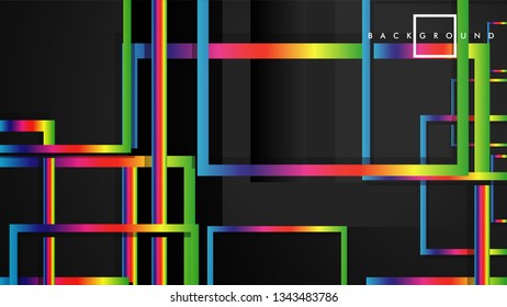 Vector Modern Abstract Squares Backgrounds . with a black and rainbow color gradient. eps 10 template