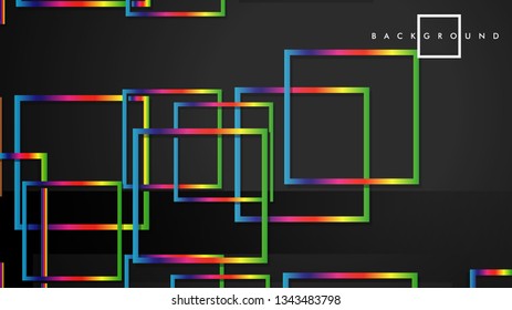 Vector Modern Abstract Squares Backgrounds . with a black and rainbow color gradient. eps 10 template