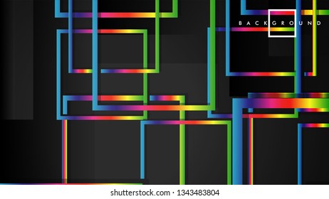 Vector Modern Abstract Squares Backgrounds . with a black and rainbow color gradient. eps 10 template