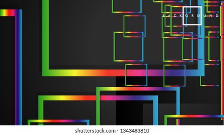 Vector Modern Abstract Squares Backgrounds . with a black and rainbow color gradient. eps 10 template