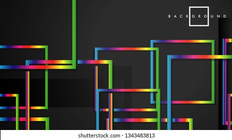 Vector Modern Abstract Squares Backgrounds . with a black and rainbow color gradient. eps 10 template