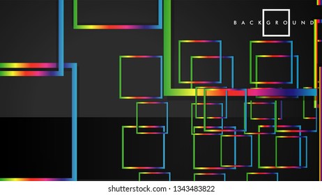 Vector Modern Abstract Squares Backgrounds . with a black and rainbow color gradient. eps 10 template