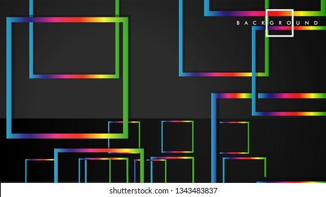 Vector Modern Abstract Squares Backgrounds . with a black and rainbow color gradient. eps 10 template