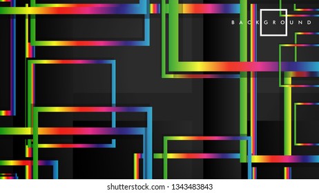 Vector Modern Abstract Squares Backgrounds . with a black and rainbow color gradient. eps 10 template