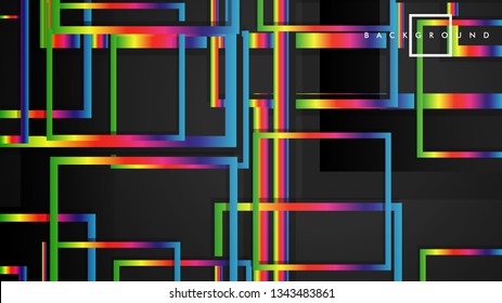 Vector Modern Abstract Squares Backgrounds . with a black and rainbow color gradient. eps 10 template